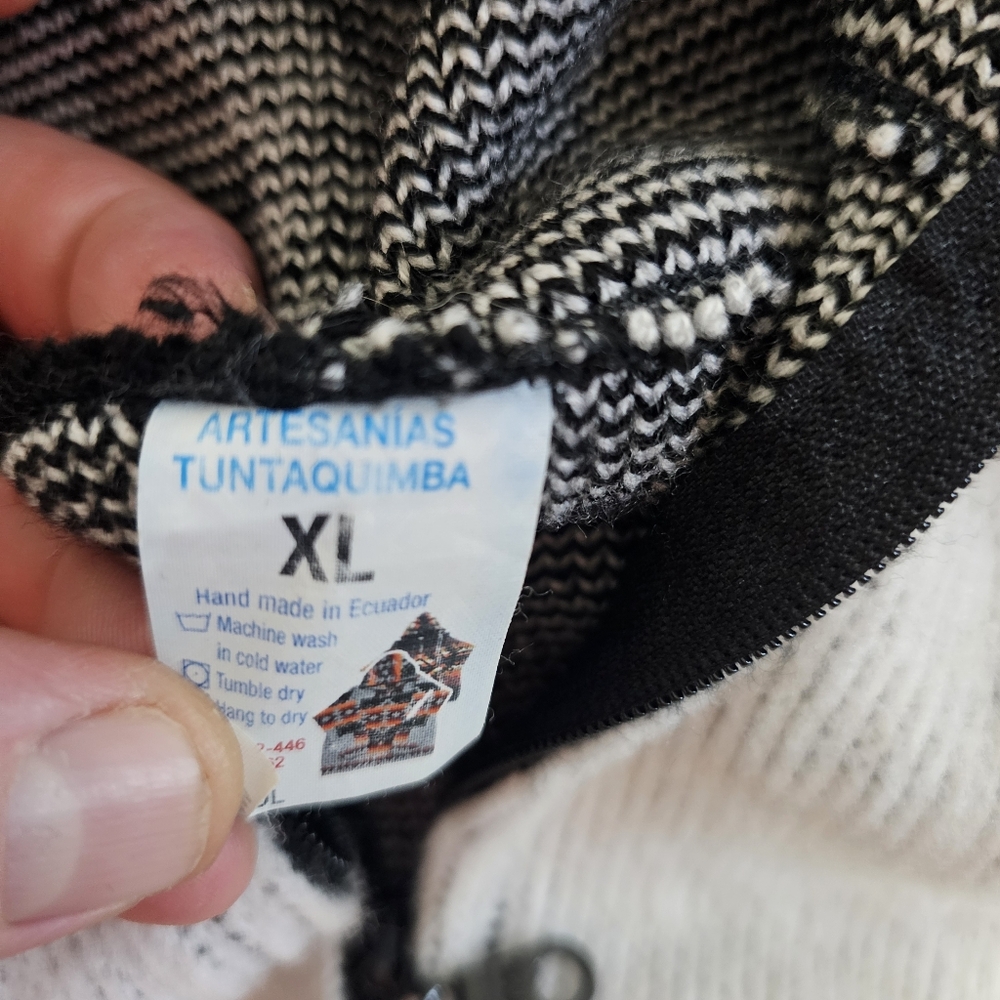 Tuntaquimba Artesanias Jack Skellington Mens Wool Zip Up Hoodie Jacket Ecuador - Picture 9 of 14